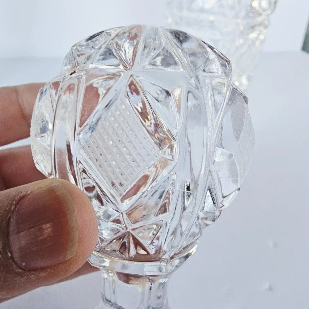 Vintage MCM Heavy Lead Crystal Liquor Decanter Starburst Diamond Pattern Barware